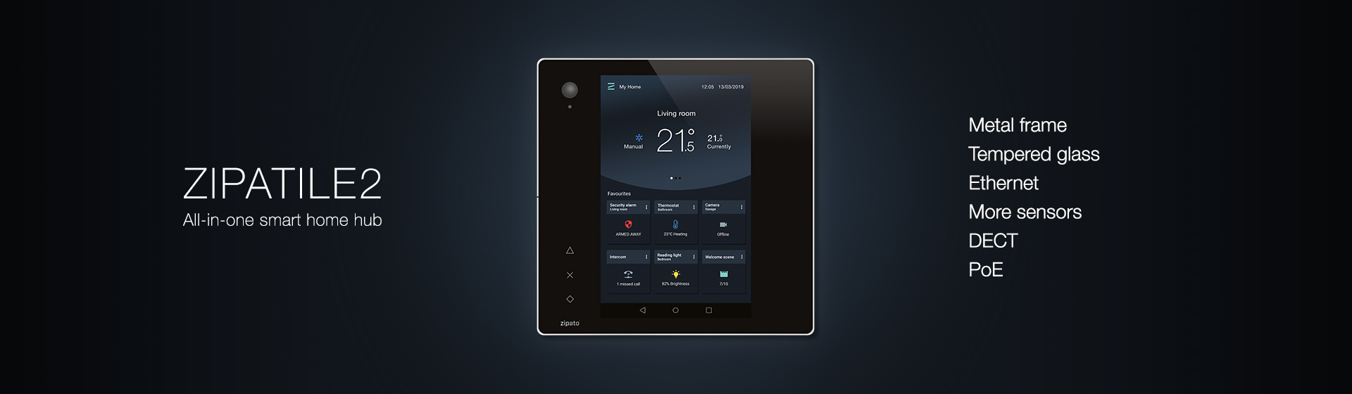 Zipatile2 – metal frame, tempered glass, Ethernet, more sensors, DECT, PoE