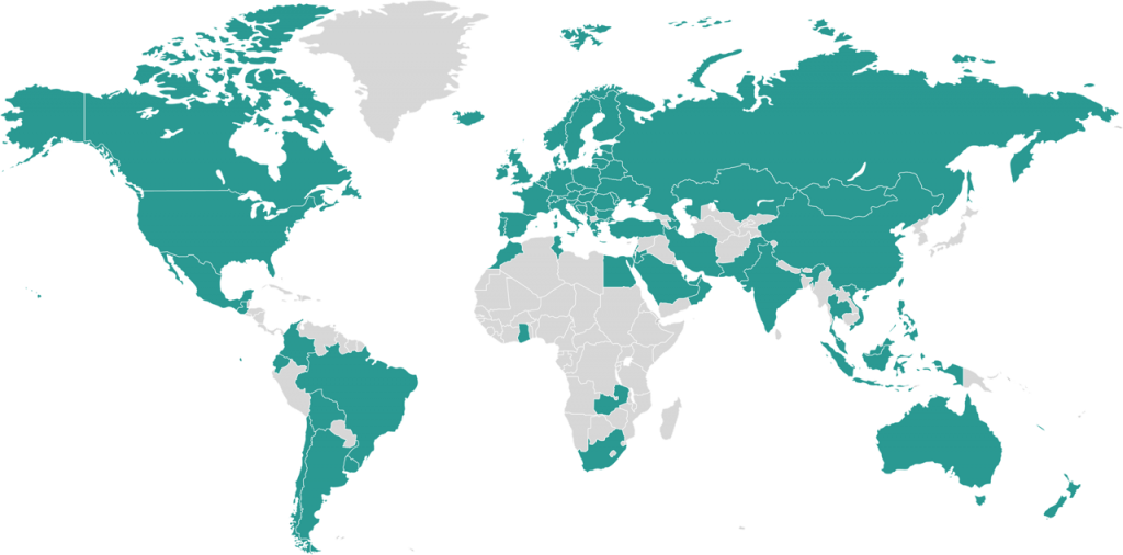 Map of countries where Zipato is used